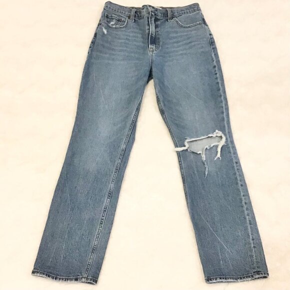 Abercrombie 8 (29) 90s Slim Straight Ultra High Rise Women’s Jeans Distressed - Picture 4 of 12